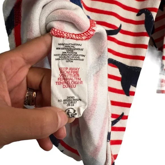 Mini boden red white and blue striped Nessie terry cloth hooded coverup - Picture 5 of 5
